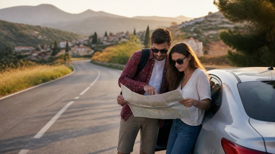 Uitzicht op een Europese route tijdens het plannen van een rondreis